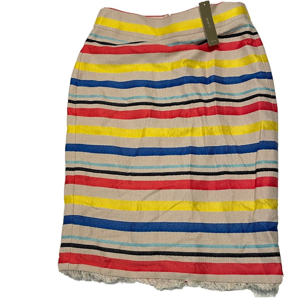 NWT J Crew  Woman’s Sz 2 Petite Straight pencil Skirt Lined Zip $80 Stripe